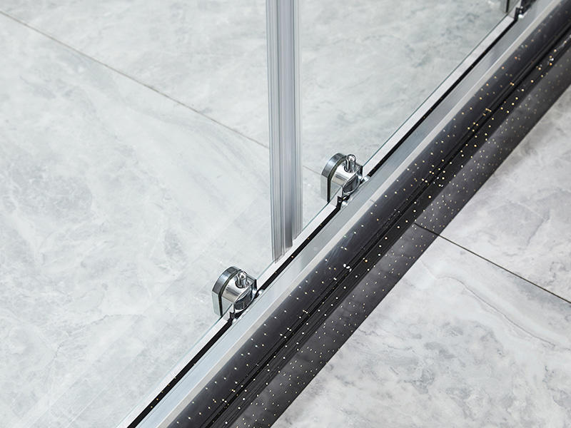 DD-1 Two Fixed Two Sliding Shower Screen, Clear Tempered Glass, Chrome Aluminium Profile,Double Holes Handle