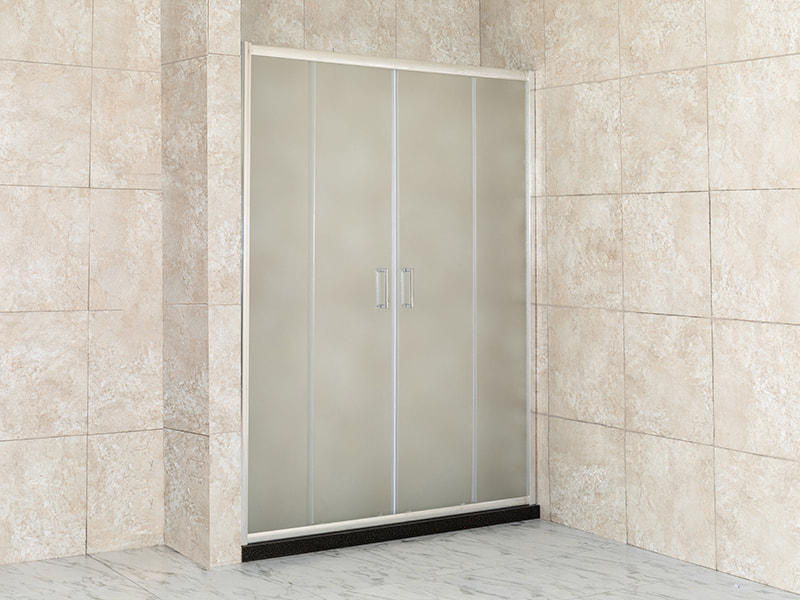 DD-2 Two Fixed Two Sliding Shower Screen, Grey Tempered Glass, Chrome Aluminium Profile,Double Holes Handle