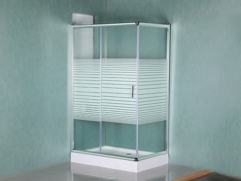 RE Chrome Aluminium Frame Tempered Glass Square Sliding Shower Enclosure With Tray