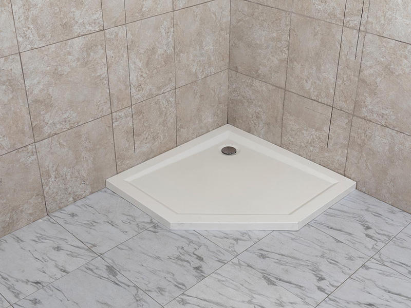 T501 Corner drain white acrylic shower tray