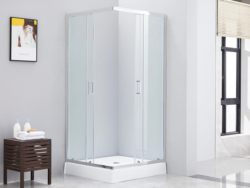 SQ Clear Tempered Glass Bathroom Sliding Shower Enclosusre, With Tray