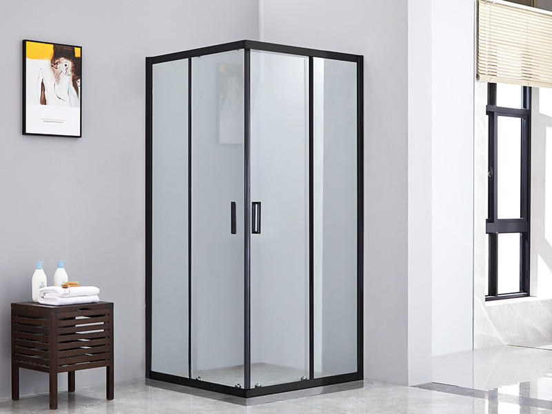 SQ Sliding Shower Enclosusre,Clear Tempered Glass, Black Aluminium Profile, Double Holes Handle, Without Tray