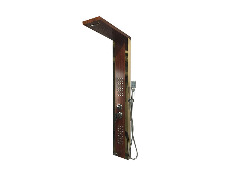EC-1037 1.2m Height Wooden Golden Stainless Steel Shower Panel